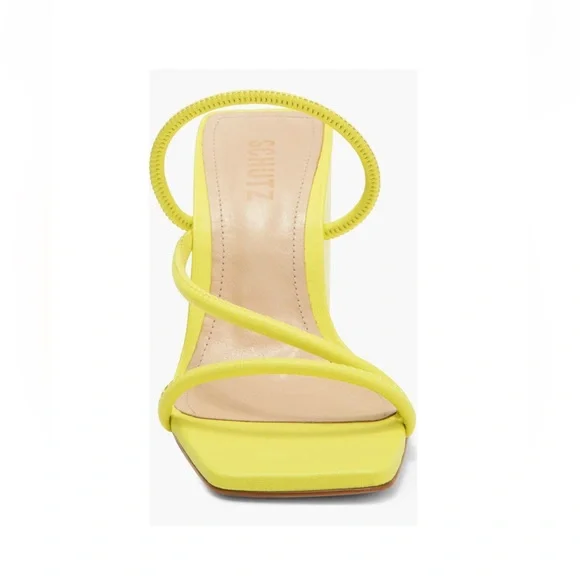 SCHUTZ Kiki Wedge Heel Sandals Green Apple Color Women’s Size 8 Square Toe - Picture 9 of 15